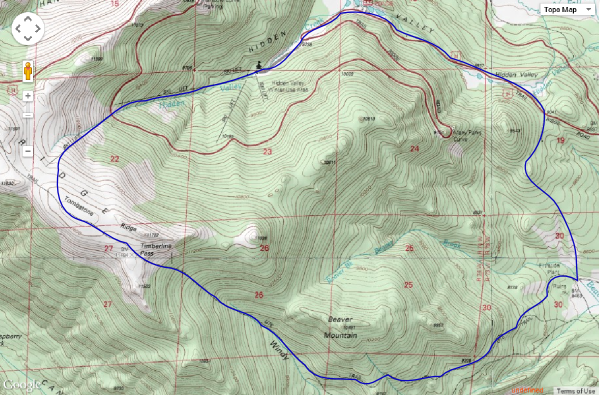 2014-10-11 Hand drawn route for Ute Trail - Hidden Valley Loop