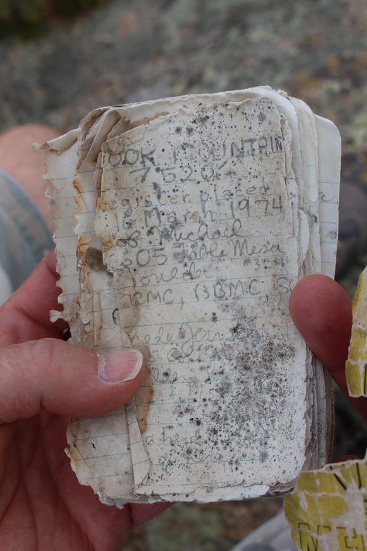 2019-04-09 Old summit register on Cook Mountain