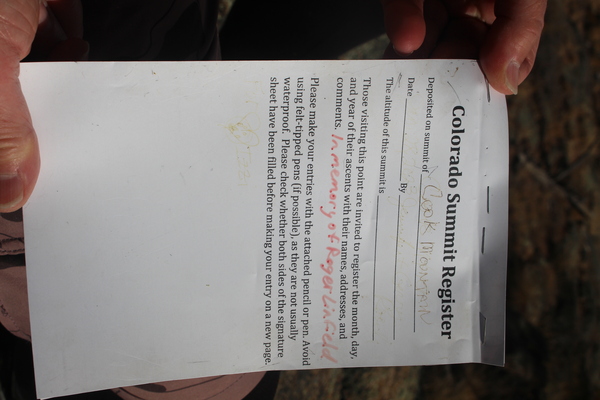 2025-11-01 Cover page of Cook Mountain summit register